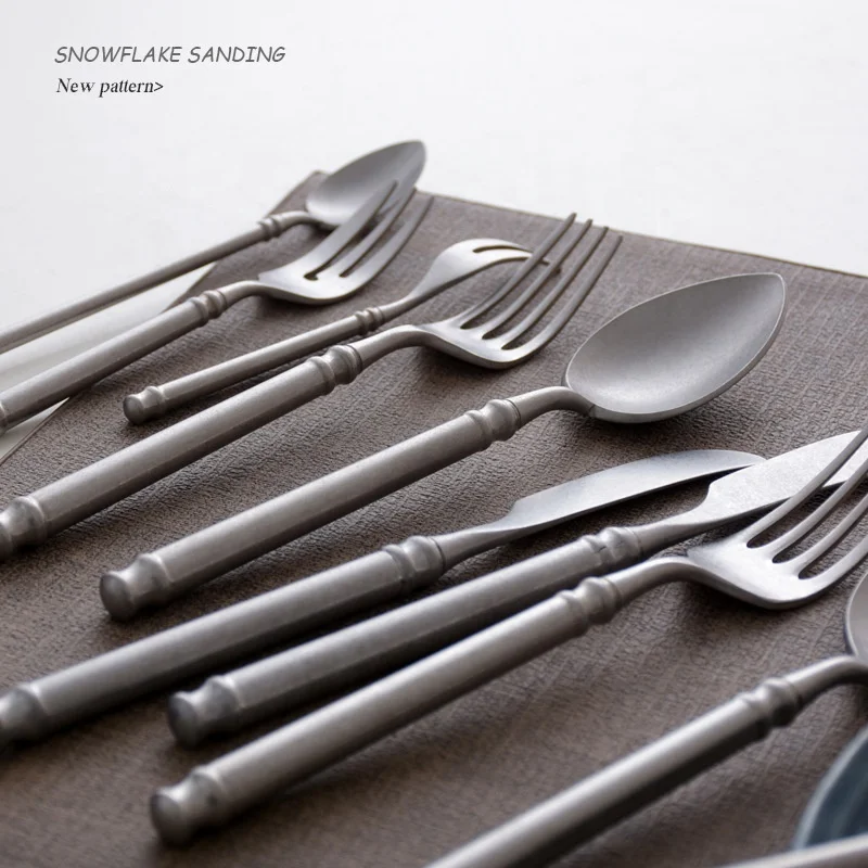 

Retro Cutlery Stainless Steel Western Steak Cutlery Spoon Antique Cutlery Set, Silver