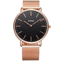 

Design Your Own Watch Black Rose Gold OEM Lady Wrist Watch Private Label Minimalist Women Watch Embroidery Logo