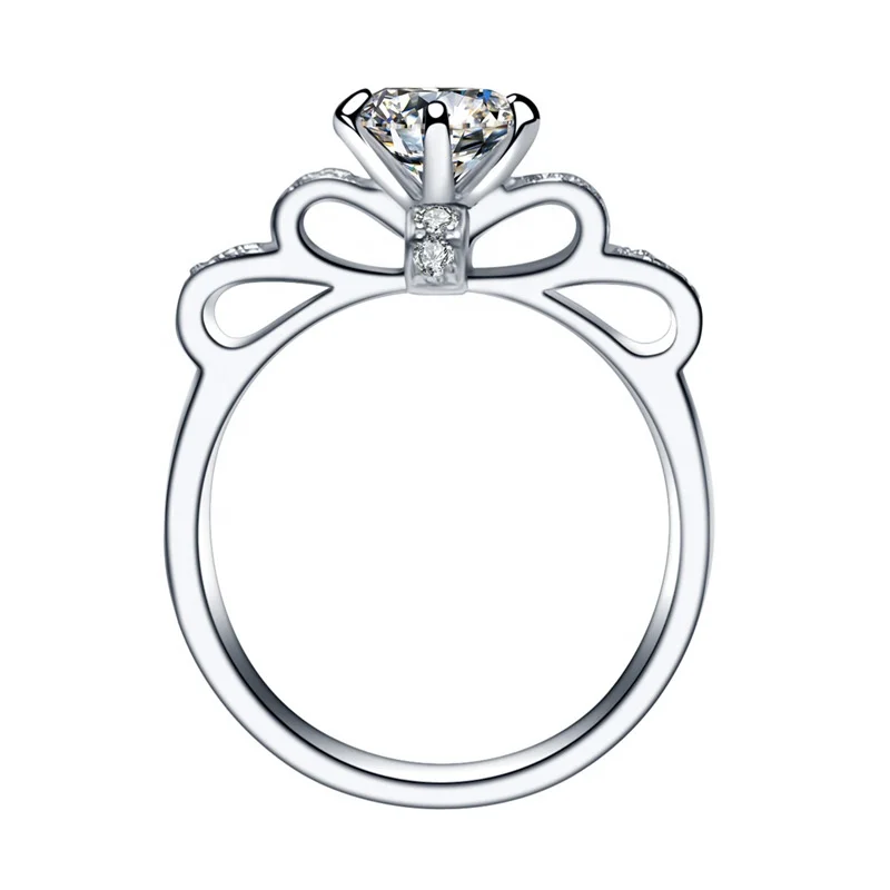 

Bow Design Fashion Rings Silvery Jewelry Adjustable Opening Size Bridal Romantic Wedding Luxury Rings Valentine's Gift For Women, Picture shows