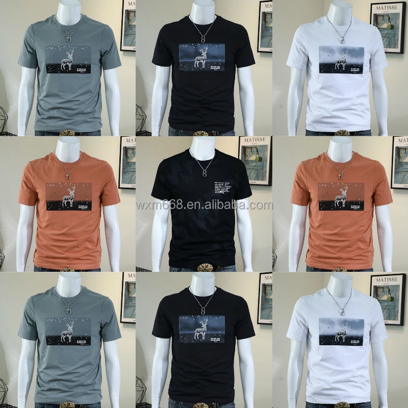 

Wholesale men's T-shirt design cheap T-shirt o collar print men's T-shirt wholesale
