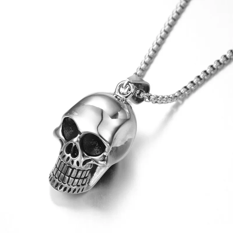 

Titanium steel personality skull pendant necklace punk pendant foreign trade men's stainless steel necklace jewelry wholesale
