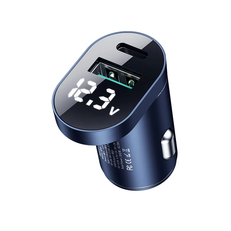 

Car Charger Mobile Phone Charger 2021 New Arrivals 3.1A/5A Dual Usb Car Led Display 42.5W Socket Adapter Phone Charger Fast, Silver/blue