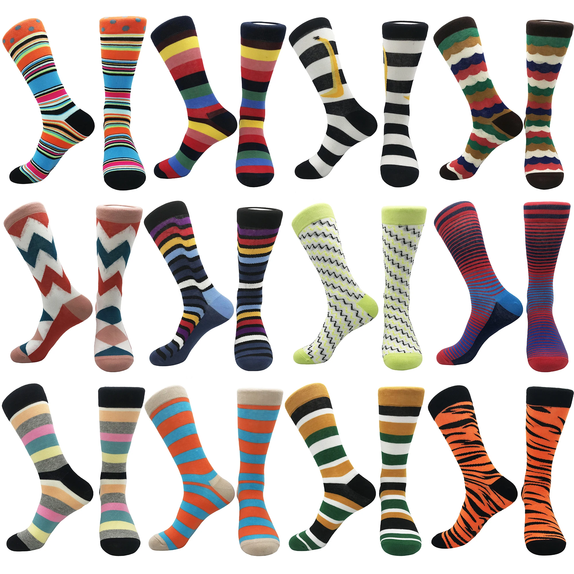 

2021 wholesale autumn new in tube men's socks striped square geometric personality pair women stockings