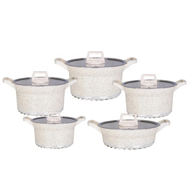 

Germany non stick pots cookware set cooking 10pcs 2021 hot sale ceramic die casting casserole aluminium white cooking pots