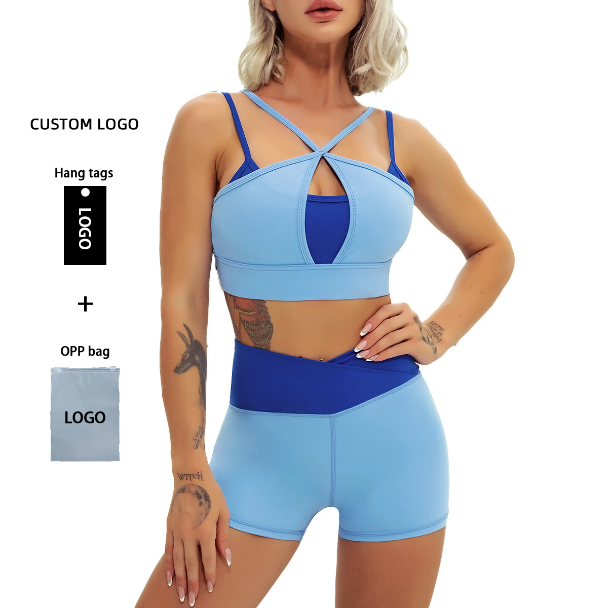 

Women Outdoor Fitness Sexy Sports Bra And Shorts Set Bluey Apparel Fitness Wear