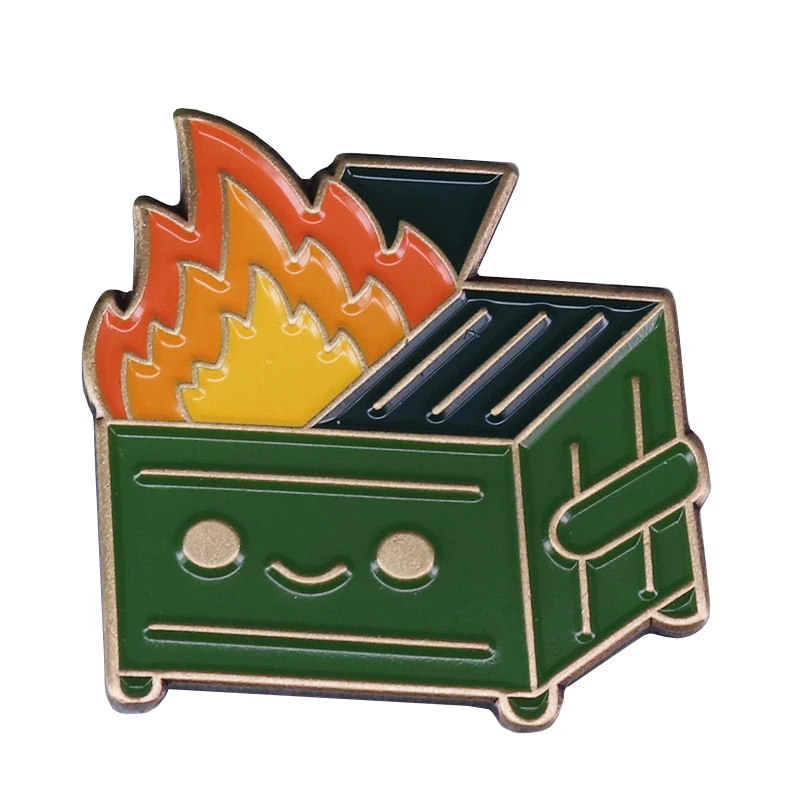 

Dumpster fire badge gorgeous flame pin adorable hilarious decor