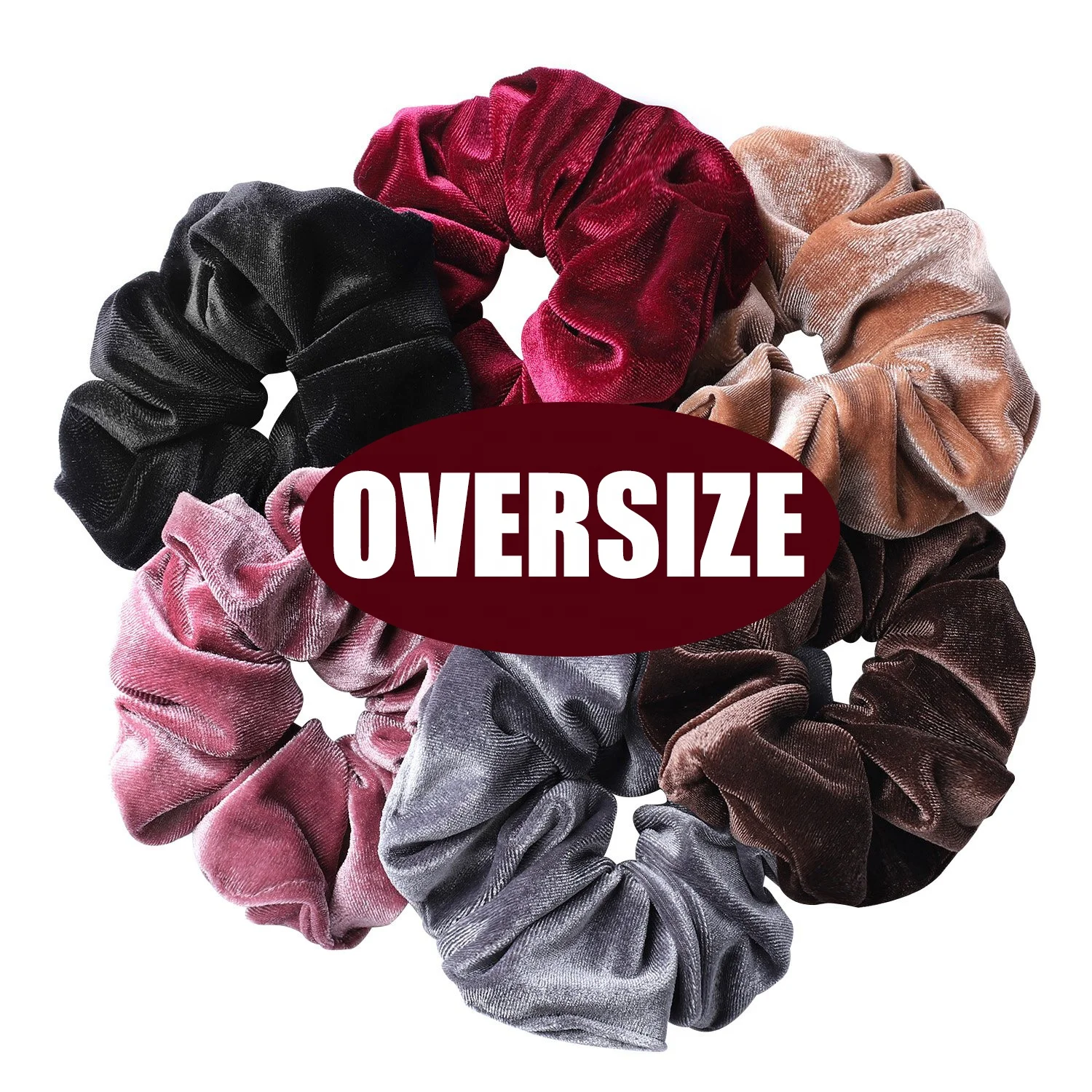 

wholesale large xxl velvet scrunchies jumbo oversized solid colors elastic custom hair accessories for women