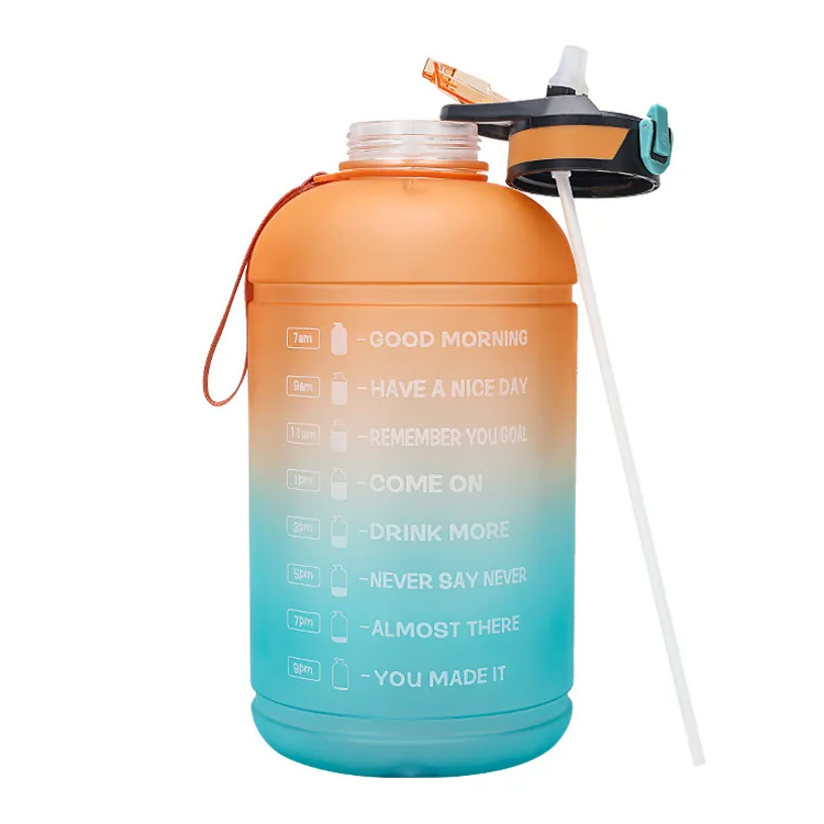 

Dropshipping 3.78L eco friendly climbing gym motivational water bottle custom logo big gallon water bottle with straw, Customized color