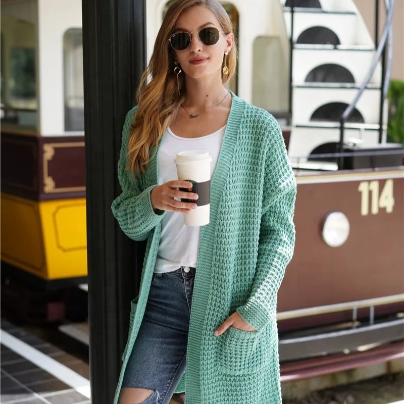 

Wholesale Personalized Fashion Monogrammed Mint Waffle Cardigan, 3 colors as the pictures shown