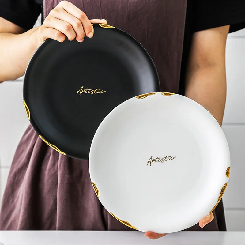 

New Arrival Restaurant white Plates Ceramic Round Dinner Plate, As picture