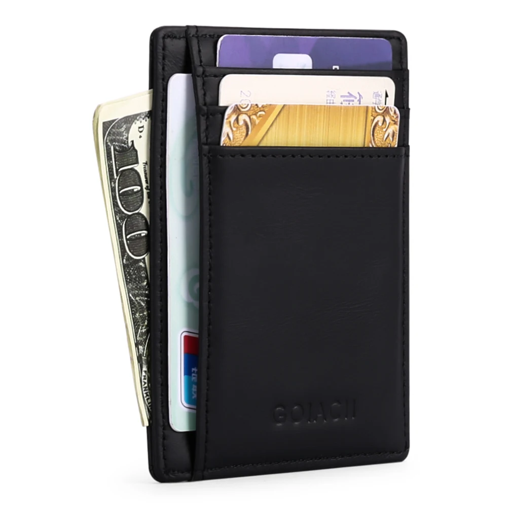 

Front Pocket Men's Wallet Thin Slim Minimalist RFID Blocking Custom Leather Credit Card Holder