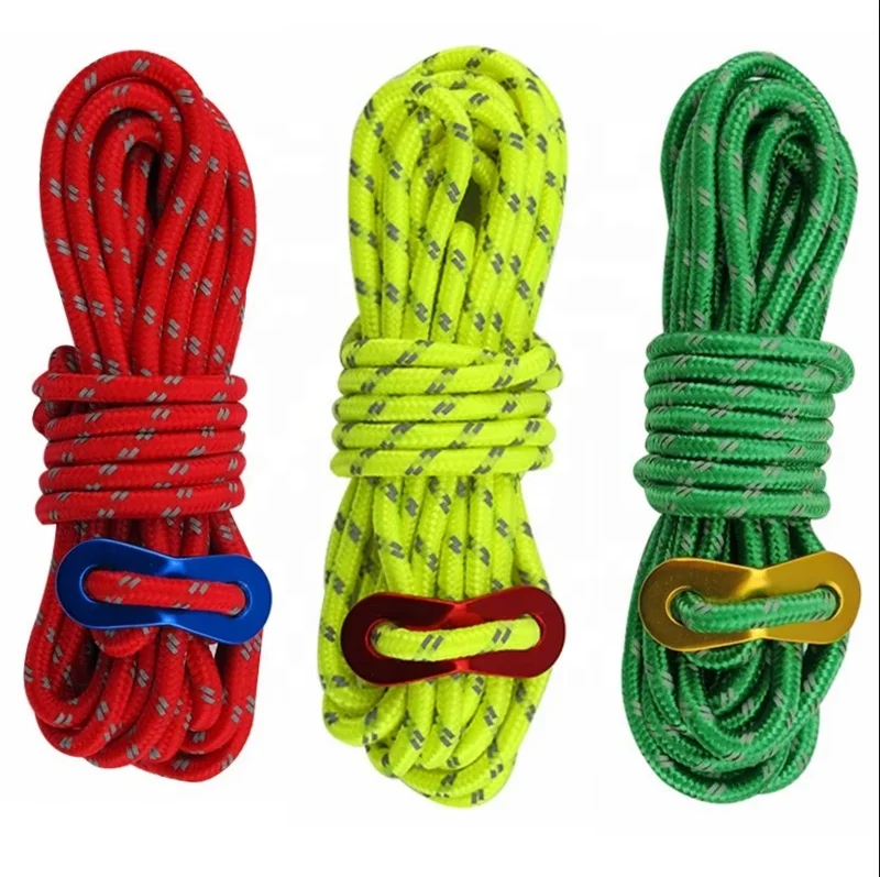 

YDM 3 Colors Outdoor Rock Climbing Rope 4mm Diameter High Strength Survival Safety Rope Cord String Hiking Accessory, Red,green,yellow(optional)