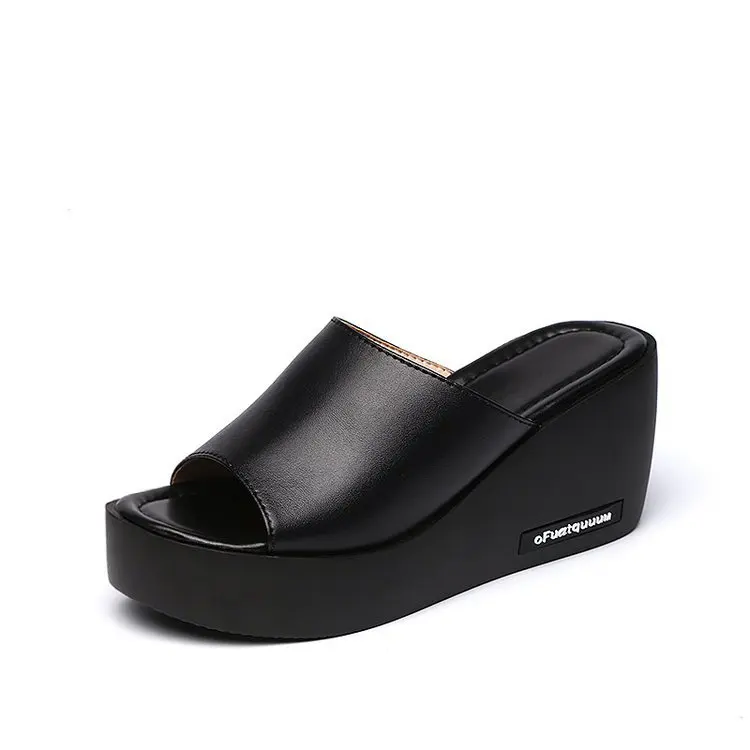 

Latest design custom shoes wedge sandals slippers woman platform slippers