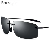 

Borregls Ultem TR90 Rimless Sunglasses Men Ultralight High Quality Square Frameless Sun Glasses for Women with Nylon Lens 607