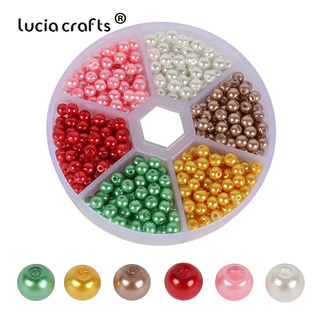 

720pcs/box Round Glass Beads  Mixed Color Imitation Pearl Craft DIY Jewelry Making Necklace Bracelet With Hole 005008104