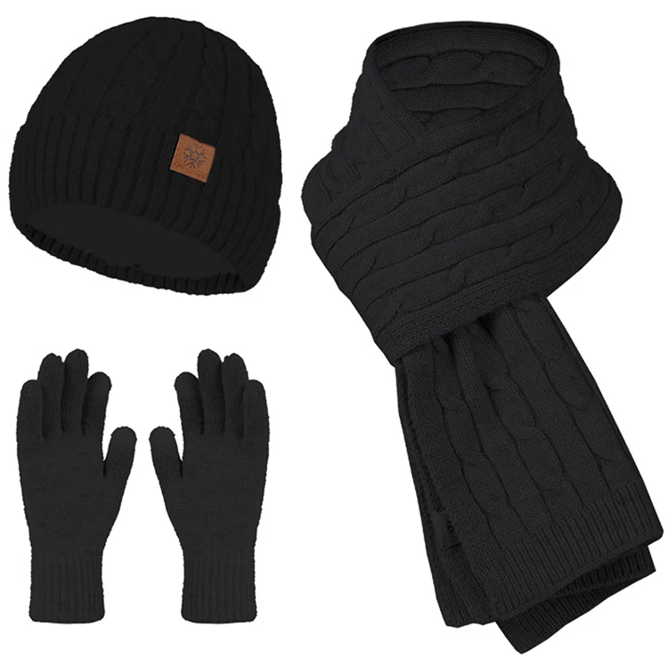 Professional Factory Custom 3pcs Set Winter Warm For Men Women Wool Hat Scarf Screentouch Gloves