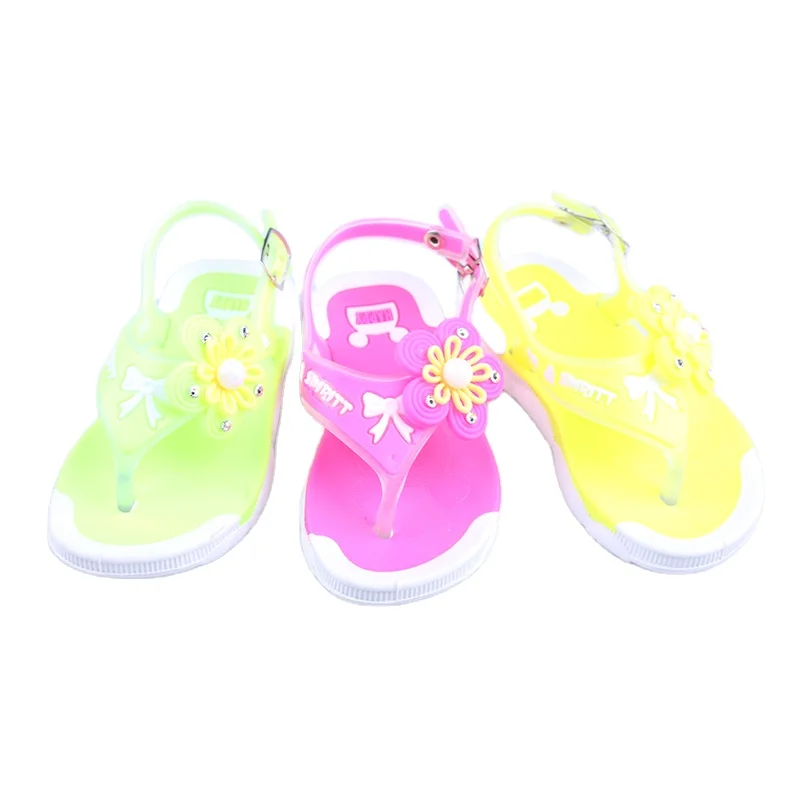 

Factory direct sale children's flip flops beaded flowers summer cute girl sandals