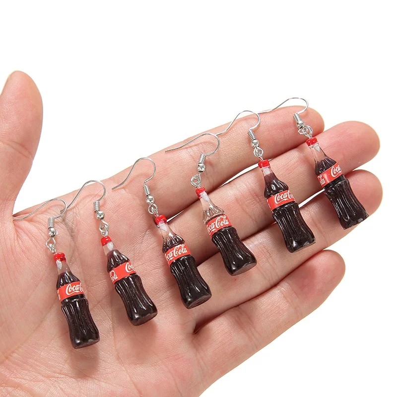 

3D coke fashion Resin Dangle Earrings coke Resin Charms Earrings Cute Girls Jewelry Gifts for women DIY jewelry, Picture shows
