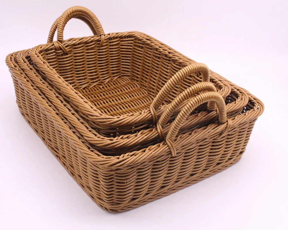 

Multi-purpose bakery bread rattan basket with handle, Brown
