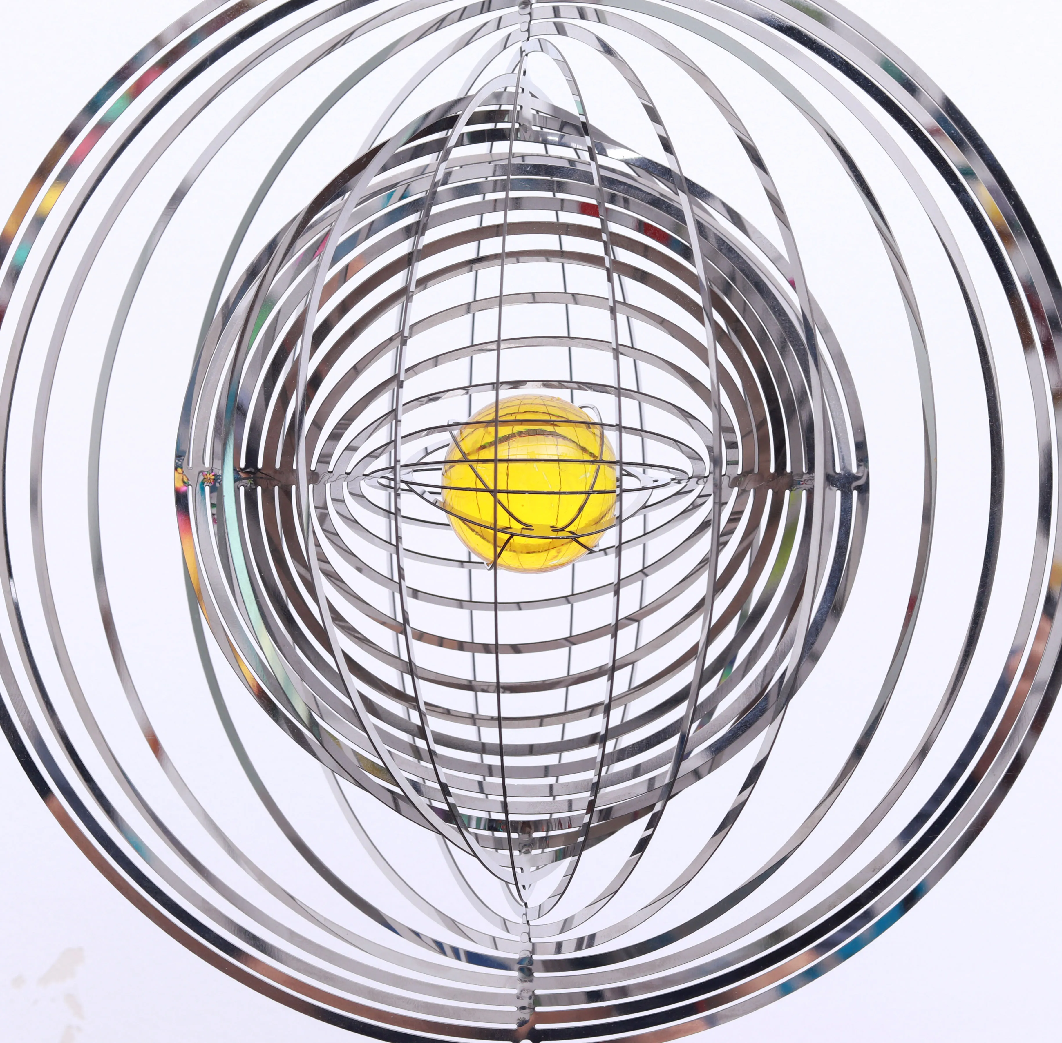 

Mirror Surface Stainless Steel 3D Wind Spinner With Sun Catcher