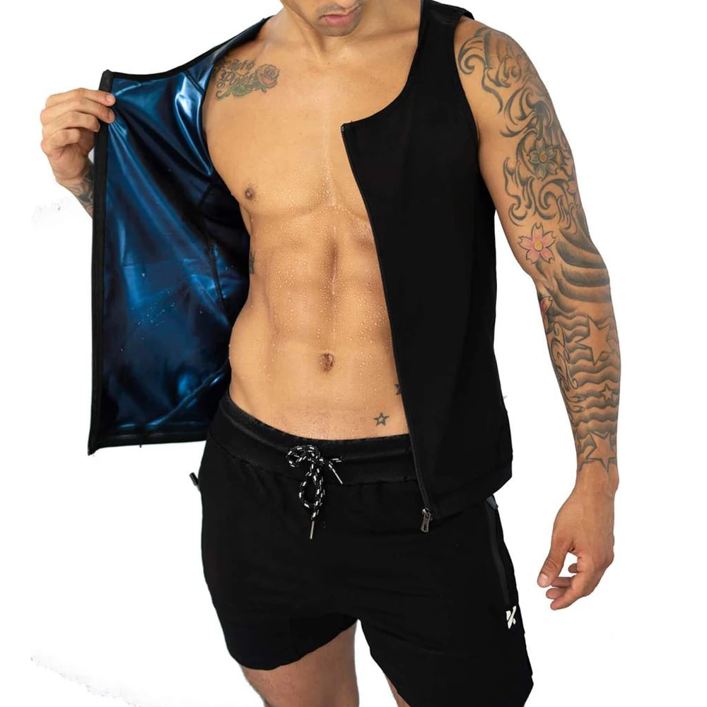 

Quality Privatelabel Stylish Suna Suit Workout Sports Weight Loss Sauna Sweat Suit For Men, Blue silver