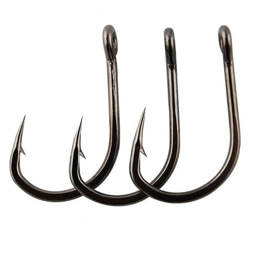 

Wholesale Fishing Hook 500 Pieces Set Black Nickel Barbed Fishinghook Anzuelos De Pesca With Loop Elbow Sea Fishing Hooks Box, Silver