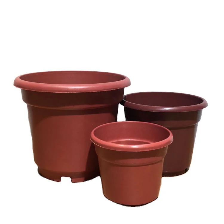 

Yicai Wholesale Ab Plastic Flowerpot Indoor And Outdoor Garden Plastic Flowerpots&planters With Drainage Hole, Dark red/white