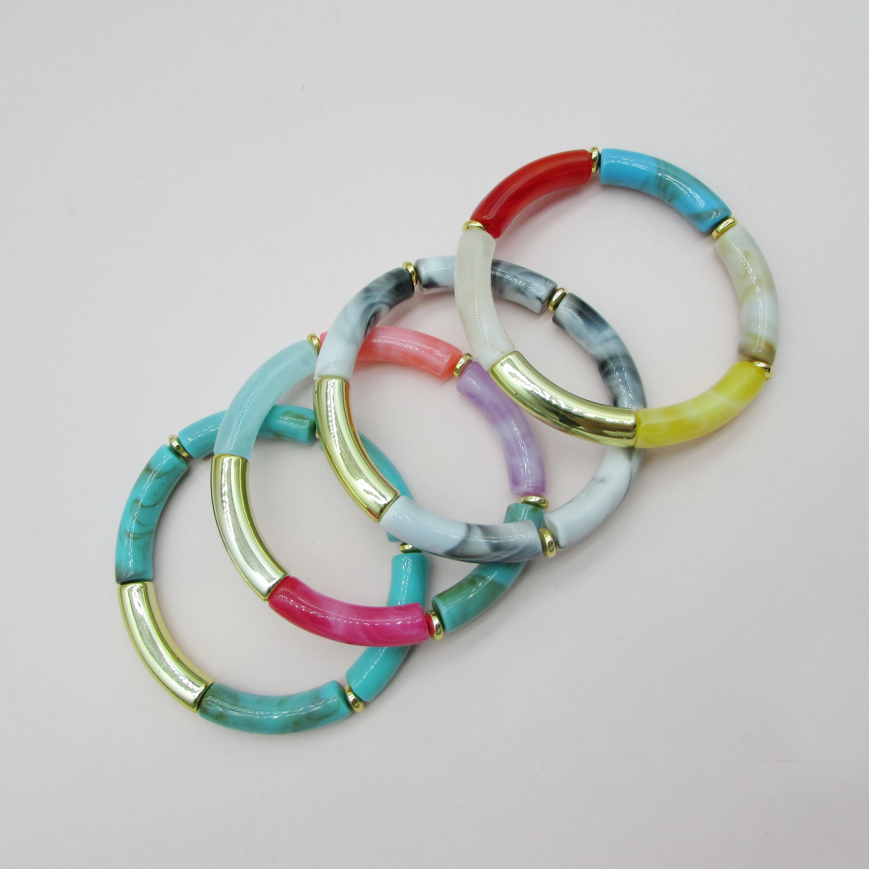 

Bamboo Tube Curved Bracelet, Colors as pic