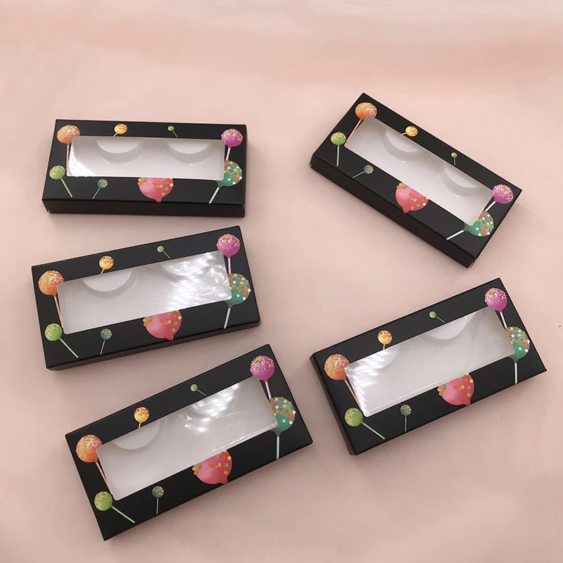 

Empty Lollipop Lash Boxes Rectangle Pink Custom Eyelashes Packaging, Natural black
