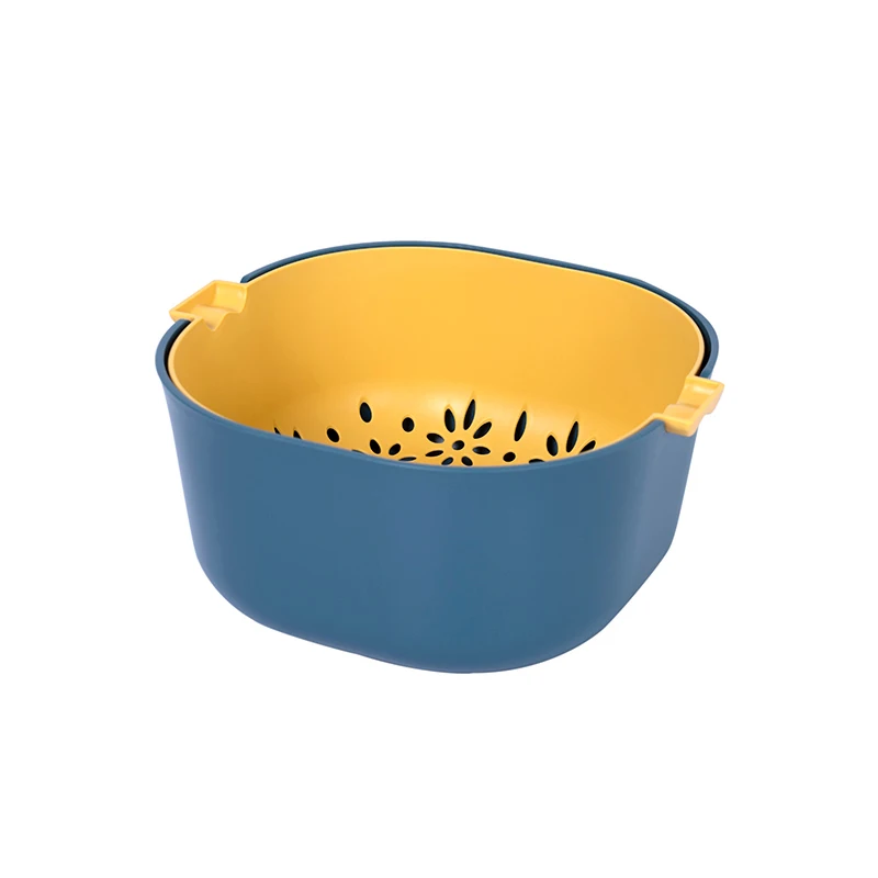 

Plastic Kitchen Products Fruit Vegetable Double Drain Basket Bowl With Container