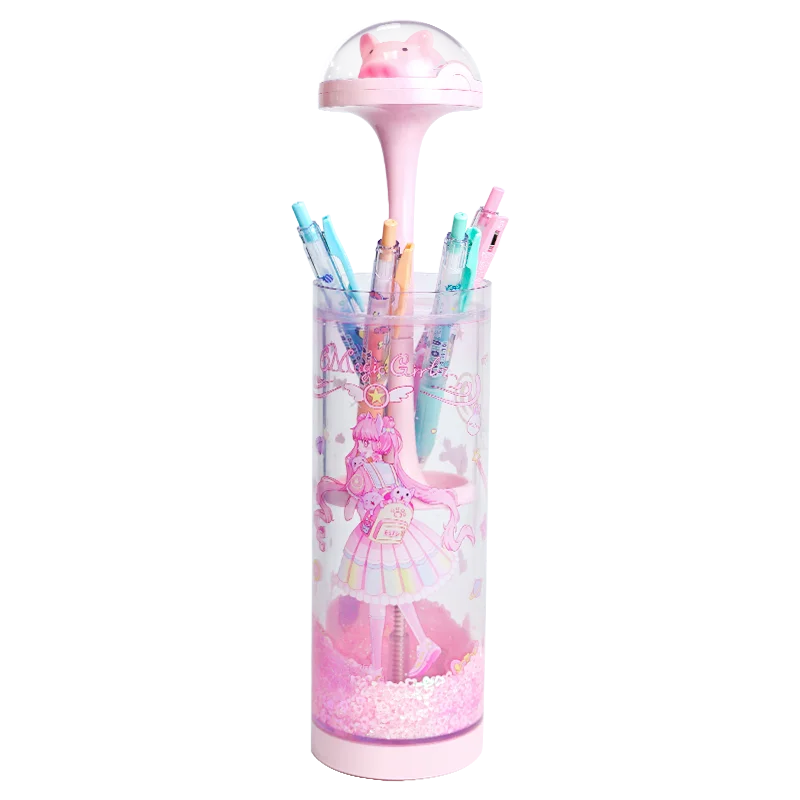 
Newmebox factory wholesale quicksand transparent tumbler pencil case creative lifting pencil box 