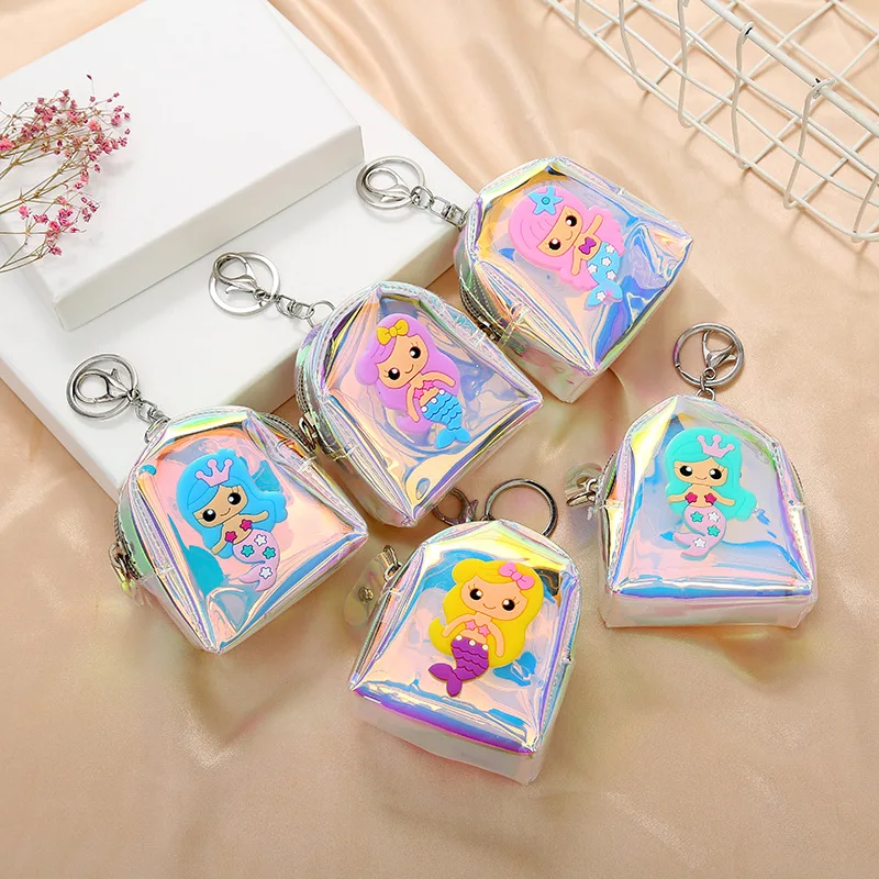 

Professional PU PVC Wallets Supplier Ladies Mini Wallet Backpack-Shaped Earphone Storage Bag Mermaid Colorful Coin Purse