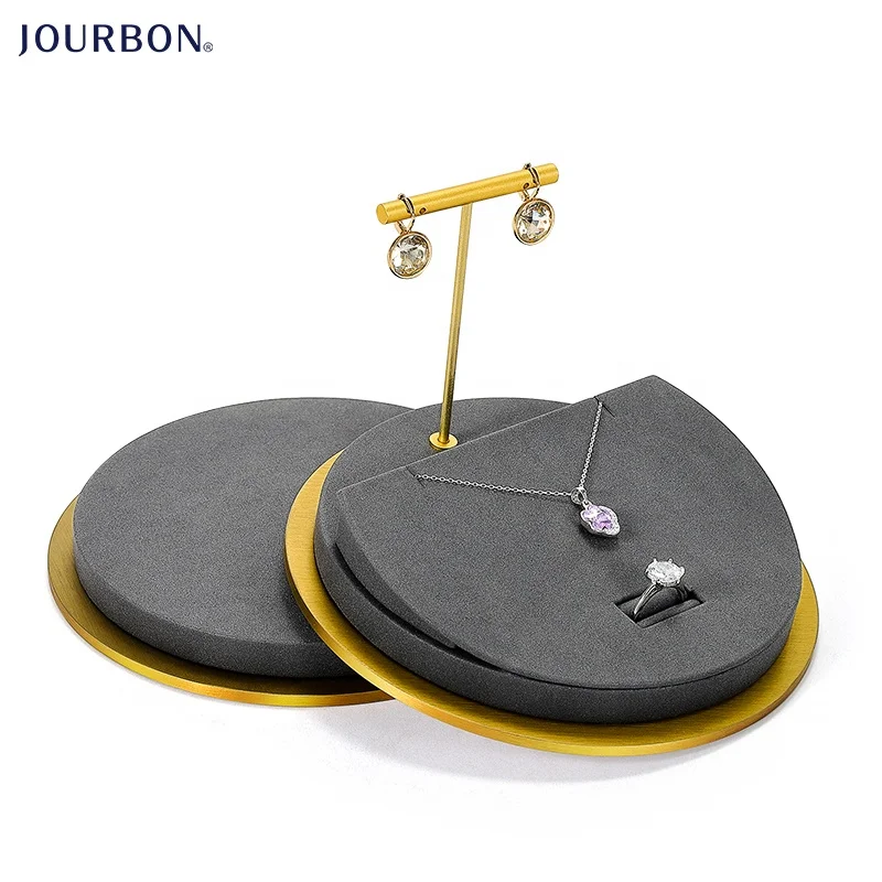 

Luxury metal bracelet ring factory price customized jewelry display trays, Grey