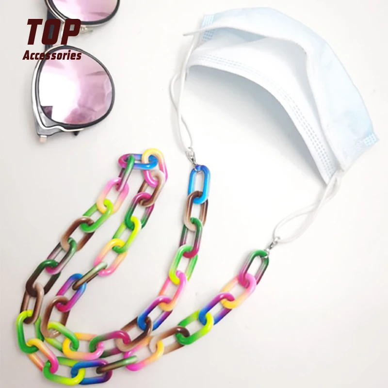 

Hot style Color Acrylic Eyeglass Chain Dazzle Color Gradient Bag Rope Sunglasses Dual Extension Anti-slip Chain