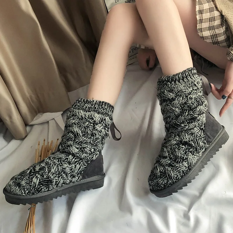 

Wholesale Fashion Knitted Booties For Ladies, Warm Soft Memory Sponge Winter Women's Boots