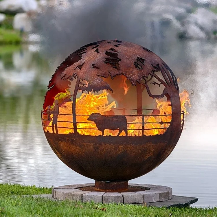 

Fire Ball Factory Decorative Weathering Steel Globe Fire Pit