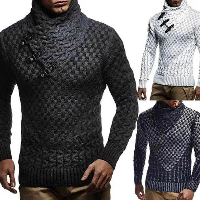 Men's Vintage Turtleneck Sweater Men Fall Knitted Pullovers Streetwear Clothes Autumn Winter Male Soft Warm Solid Color Sweaters