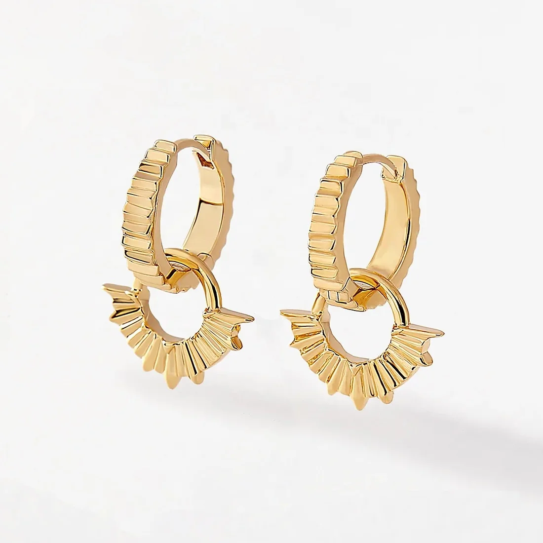 

LOZRUNVE 925 Sterling Silver Gold Minimalist Design Sun Drop Hoop Earring Wholesale
