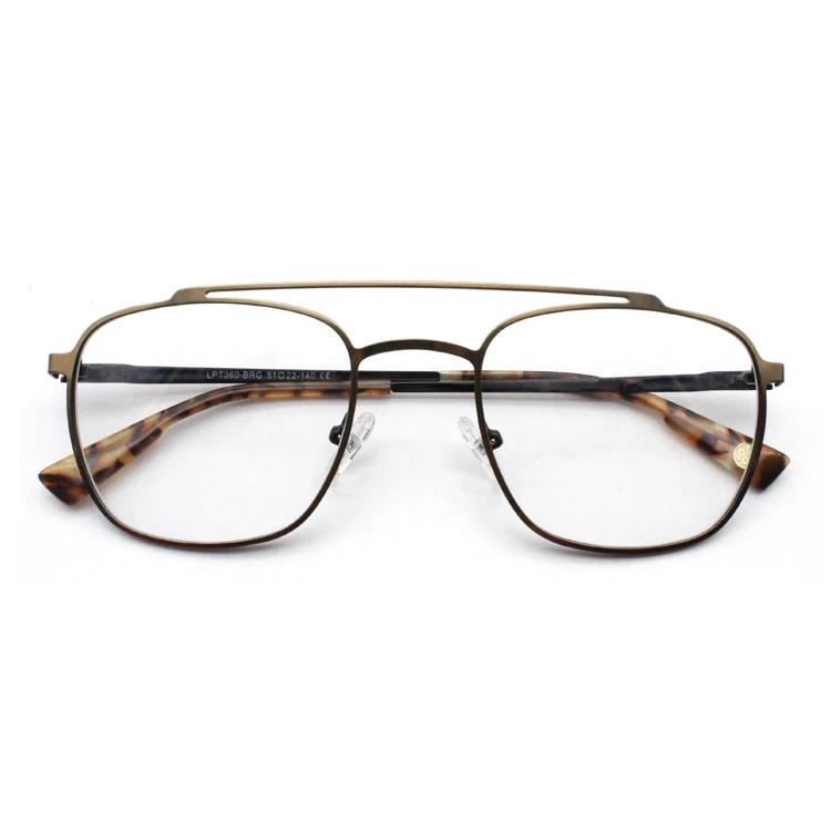 

Double Bridge Hot selling metal eyeglasses frames support blue light blocking lens optical frames