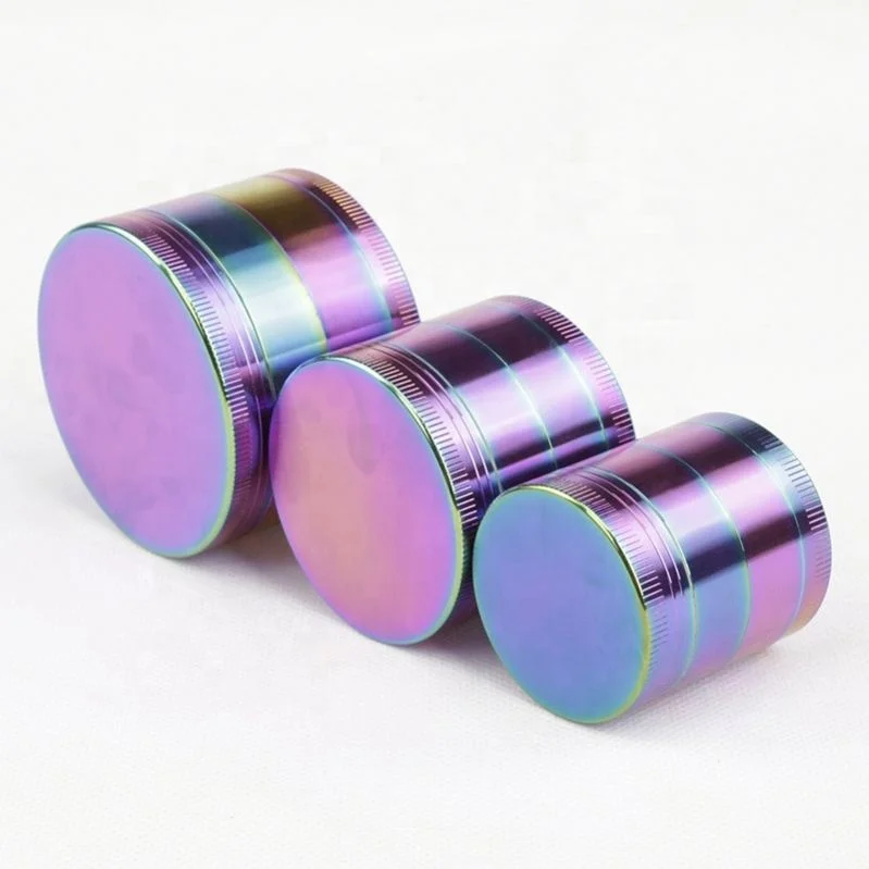 

Colorful Flat Design Herb Grinder Diameter 40MM 50MM 63MM Zinc Alloy Shinny Tobacco Grinder jhcentury, Picture