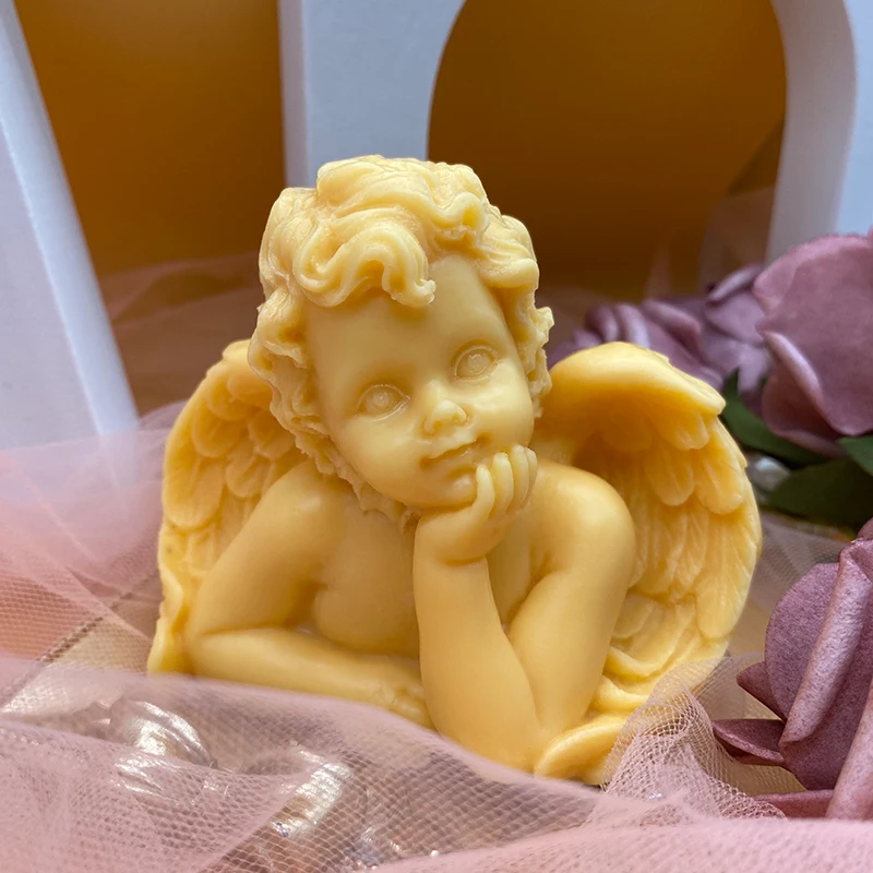 

B-1055 DIY handmade soap candle holder aromatherapy plaster decoration craft resin mold 3D custom angel silicone candle mold, Random