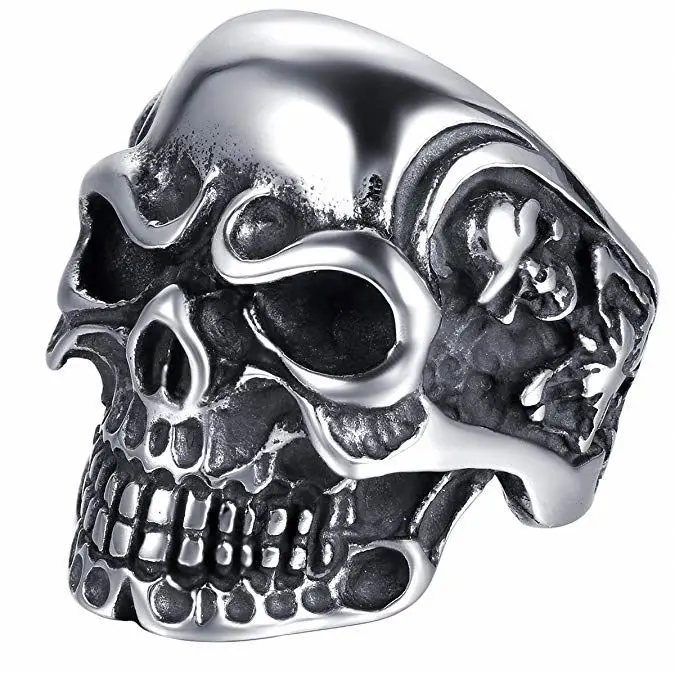 Fashion New Design Vintage Flower Rings  925 Sterling Silver Skull Ring For Men