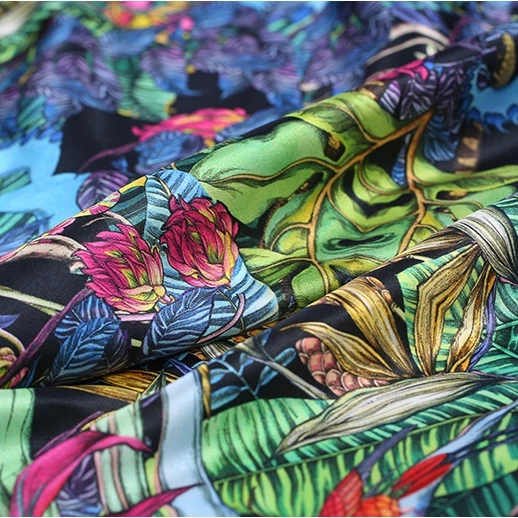 
Custom made digital printing charmeuse silk 100% luxury silk satin fabric textiles pure silk fabric 