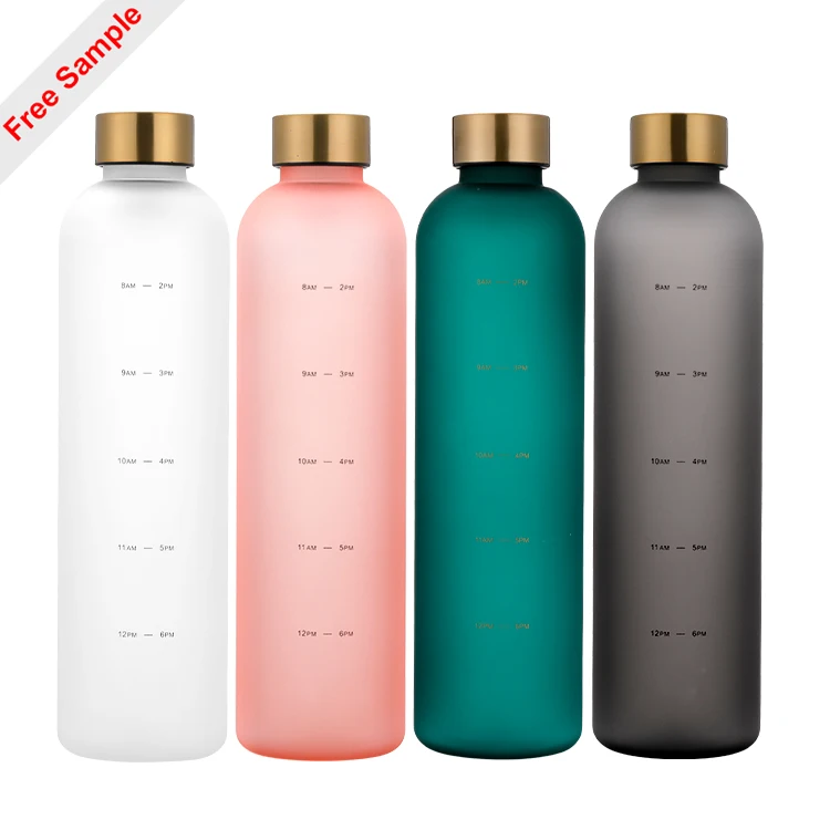 

Free sample Motivational Time Marker Leak-Proof Tritan Sport Plastic Pink Water Bottle BPA Free 1L plastic water bottle