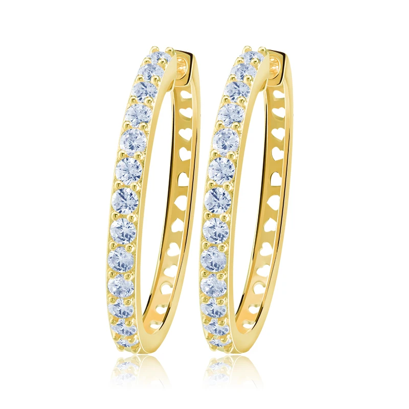 

RINNTIN OE143 Arabic Gold Earring Designs For Women Brass Hoop Earring CZ Hoop Earring, Silver