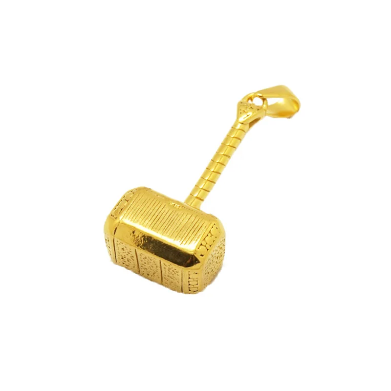 

Olivia Punk Jewelry Viking Fashion Stainless Steel Necklace Charms Gold Thor Hammer Shape Pendant For Men Jewelry