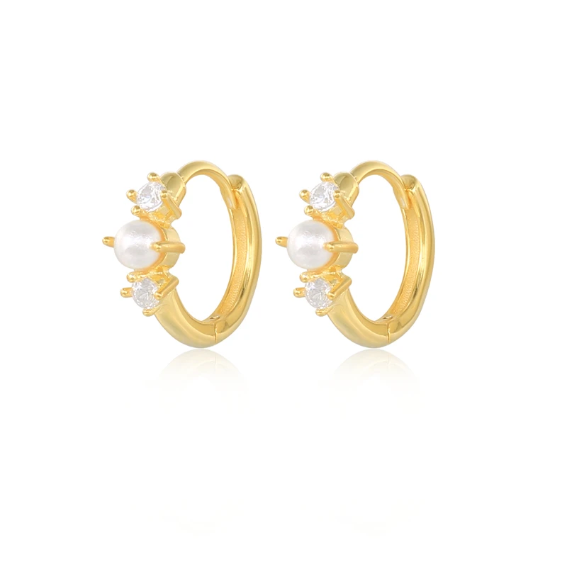 

ROXI wholesale latest geometric diamond light luxury fashion French elegant hoop pearl earring