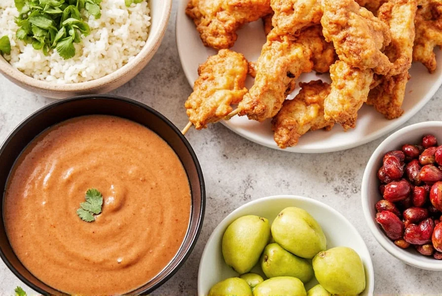 Close-up of smooth peanut sauce in a bowl
