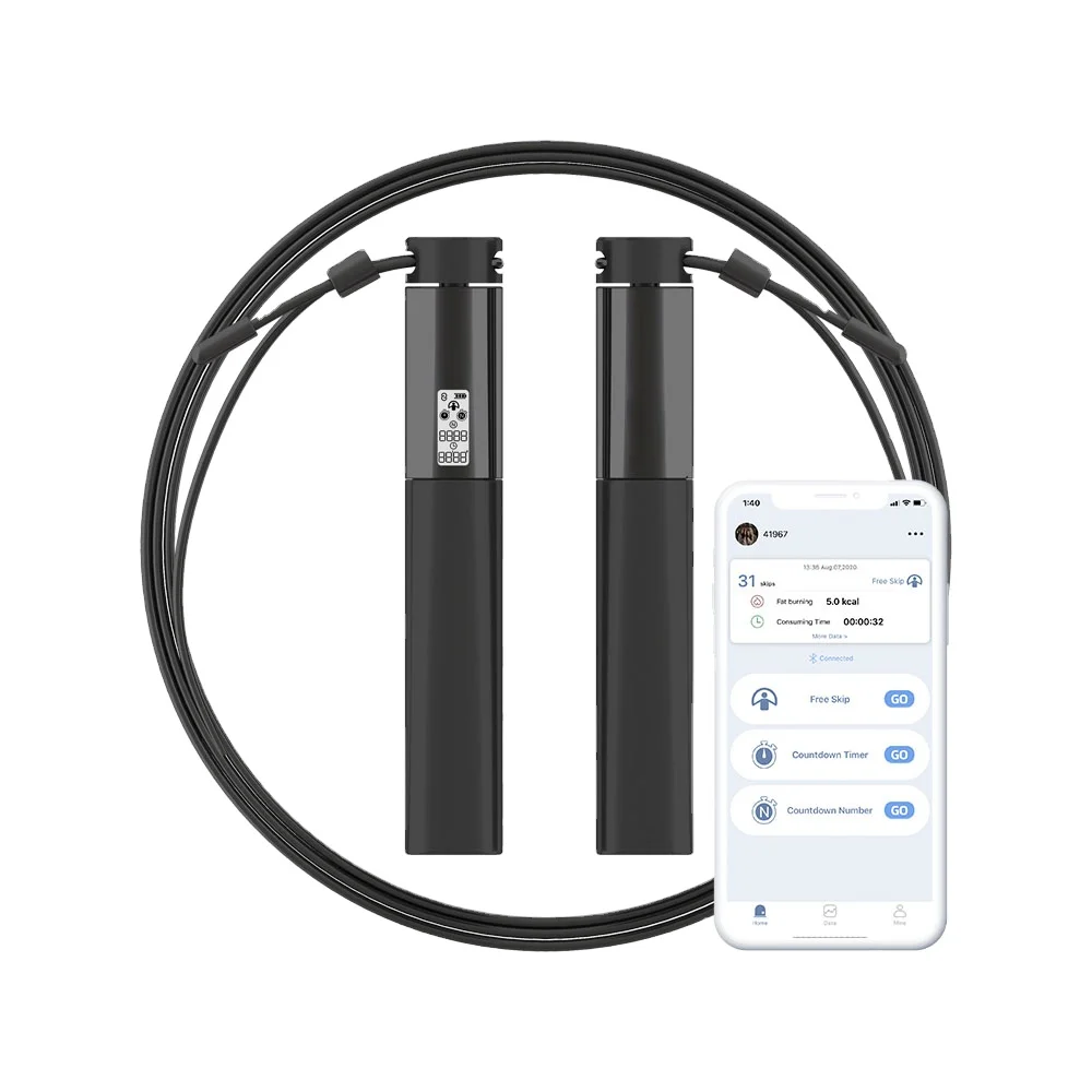 

Custom logo lcd pvc rope weighted digital speed smart skip jump rope with app
