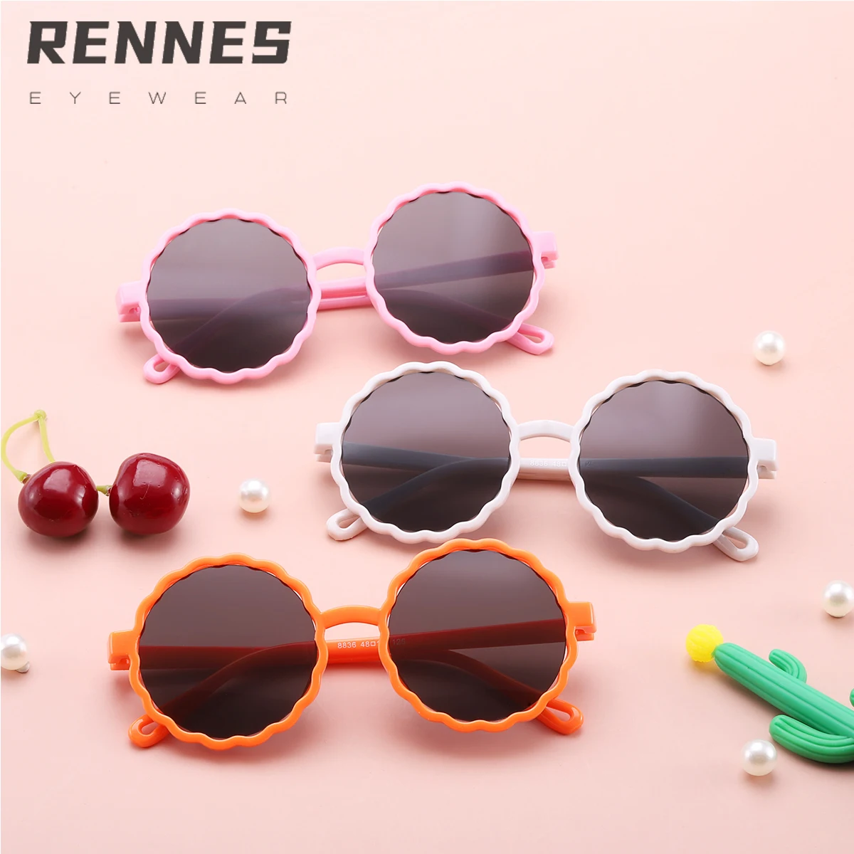 

RENNES Kid Fashion PC Round Frame Vintage Retro Sunglasses Polarized